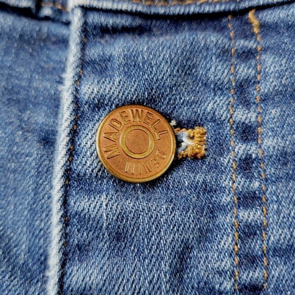 Madewell Button Fly Jeans Size 32 36X27 High Rise Skinny Raw Frayed Hem M2236 - Picture 4 of 15